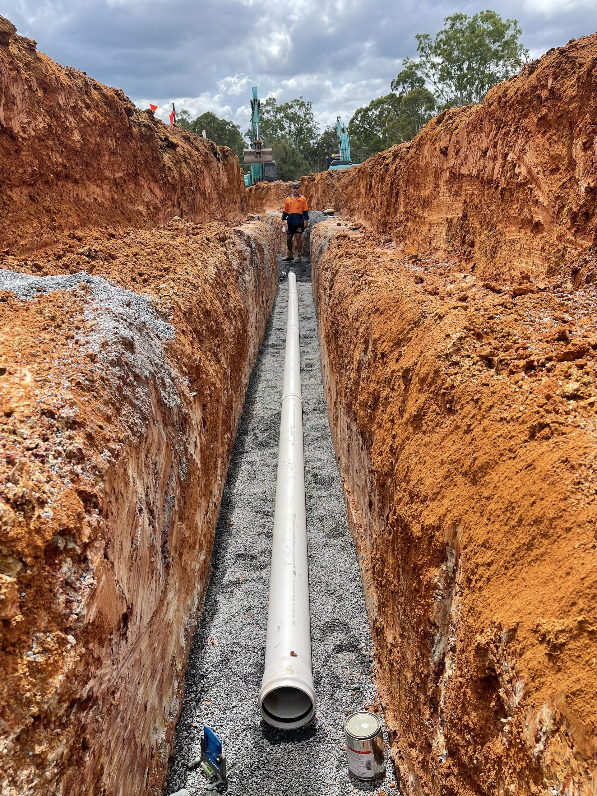Civil Sewer Pipe in Trench