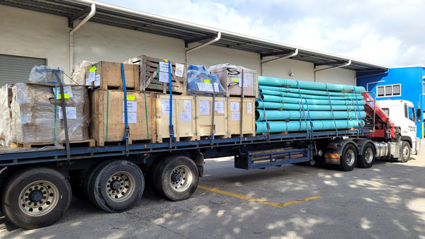 Civilpipes truck carrying various civil piping products Civilpipes truck carrying various civil piping products